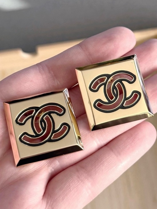 CHANEL Jewelry - CHANEL Rare 2024 Classic Gold Oversized Square CC Logo Cutout Earrings